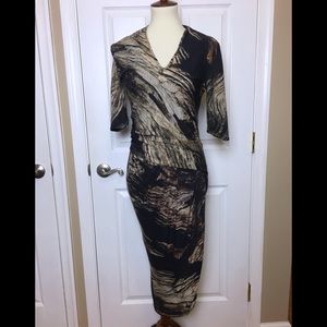 Helmut Lang Wool Blend V-Neck Sexy Dress Medium